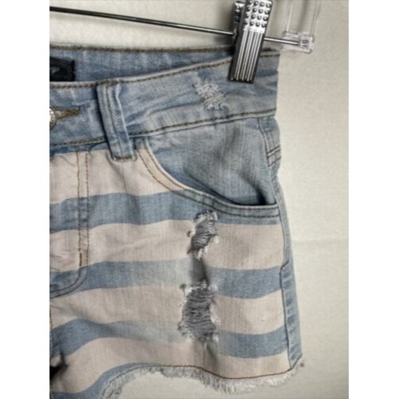 Chi Ole Denim Architect  Shorts Denim Stars and Stripes Distressed Size 27 USA - Picture 3 of 7